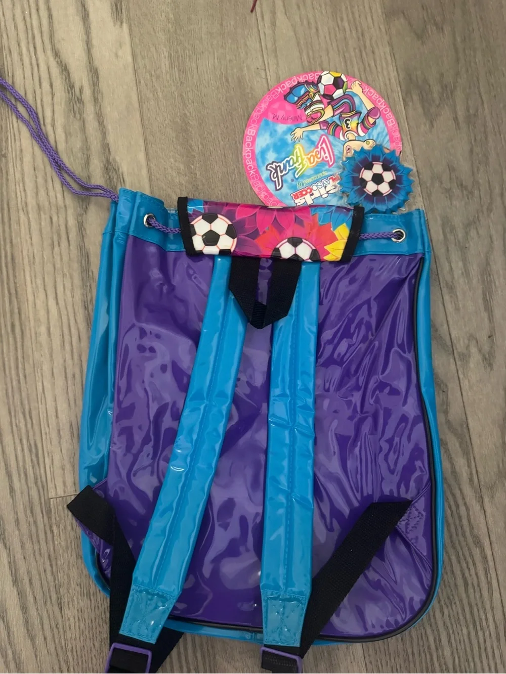 Lisa Frank Blue and Purple Drawstring Pouch